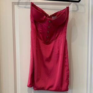 Oh Polly Vibrant Pink Corset satin mini dress size 6